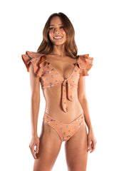 Dark Peach Printed Bikini